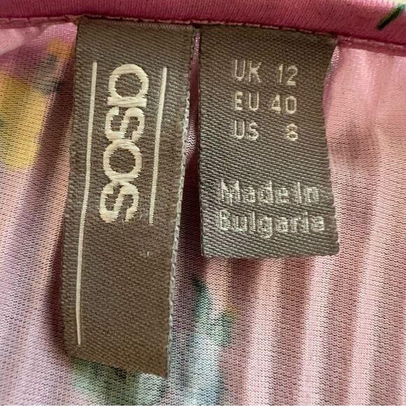 ASOS Design Pink Floral Pleated Crop Top size 8 - Picture 3 of 9